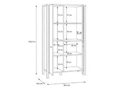 Vitrine H152 Cm Décor Noir Et Effet Chêne Avec Poignées Noir - MODE -Deco.fr Soldes Boutique bibliotheque vitrine et etagere 10005053