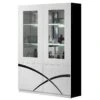ALYSSA - Vitrine 2 Portes Laquée Brillant Noir Et Blanc -Deco.fr Soldes Boutique bibliotheque vitrine et etagere 10005353