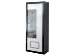 ROBBIE - Vitrine 1 Porte Droite Laqué Noir Et Blanc