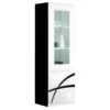 ALYSSA - Vitrine Droite 1 Porte Laquée Brillant Noir Et Blanc -Deco.fr Soldes Boutique bibliotheque vitrine et etagere 10005619