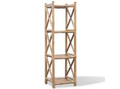 Étagère Armoire Meuble Design à 4 Paliers En Bambou Beige 2702011/2