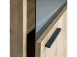 Vitrine 1 Porte Réversible Vitrée Finition Chêne Clair Texturé - MILOS -Deco.fr Soldes Boutique bibliotheque vitrine et etagere 10672459