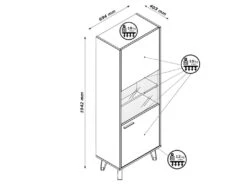 Vitrine 1 Porte Réversible Vitrée Finition Chêne Clair Texturé - MILOS -Deco.fr Soldes Boutique bibliotheque vitrine et etagere 10672461
