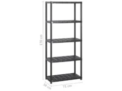 Étagère De Rangement Bibliothèque à 5 Niveaux 170 Cm Plastique Noir 02_0000650 -Deco.fr Soldes Boutique bibliotheque vitrine et etagere 10764445