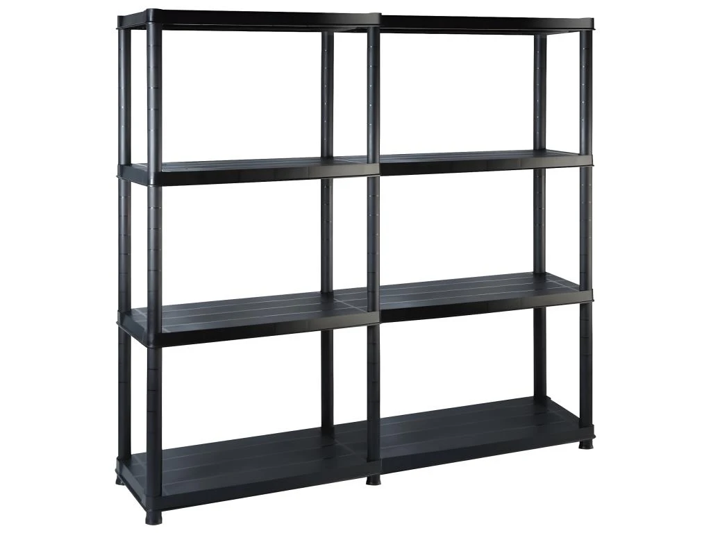 Étagère De Rangement Bibliothèque à 4 Niveaux 130 Cm Plastique Noir 02_0000645 1 Étagère De Rangement Bibliothèque à 4 Niveaux 130 Cm Plastique Noir 02_0000645