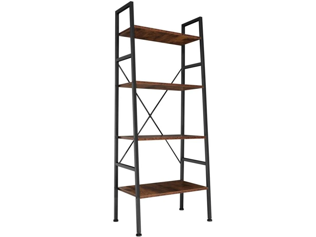 Grande étagère Bibliothèque Au Look Industriel/ Vintage 4 Niveaux 150 Cm Marron 08_0000264 1 Grande étagère Bibliothèque Au Look Industriel/ Vintage 4 Niveaux 150 Cm Marron 08_0000264