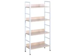 Bibliothèque Métallique Vertical Blanc Chêne Clair 19_0000396