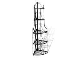 Etagère D'angle 5 Niveaux Acier Noir Intérieur Ou Extérieur Pour Plantes Fleurs 2702003