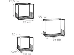 Set De 3 étagères Tablettes Flottantes En Métal Noir 13_0002493_2