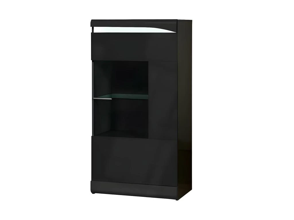 Vitrine 1 Porte Noir Laqué Brillant - PESMES 1 Vitrine 1 Porte Noir Laqué Brillant - PESMES