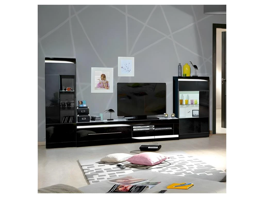 Vitrine 1 Porte Noir Laqué Brillant - PESMES 2 Vitrine 1 Porte Noir Laqué Brillant - PESMES – Image 2