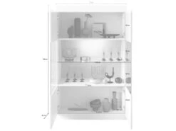 Vitrine 2 Portes Avec LEDs - Naturel Et Blanc Laqué - EVOLIA -Deco.fr Soldes Boutique bibliotheque vitrine et etagere 11199989