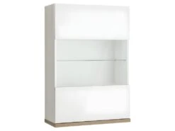 Vitrine Murale RĂ©versible Finition ChĂȘne Et Blanc LaquĂ© - VERONICA