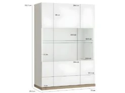 Vitrine Murale Réversible Finition Chêne Et Blanc Laqué - VERONICA -Deco.fr Soldes Boutique bibliotheque vitrine et etagere 11324451