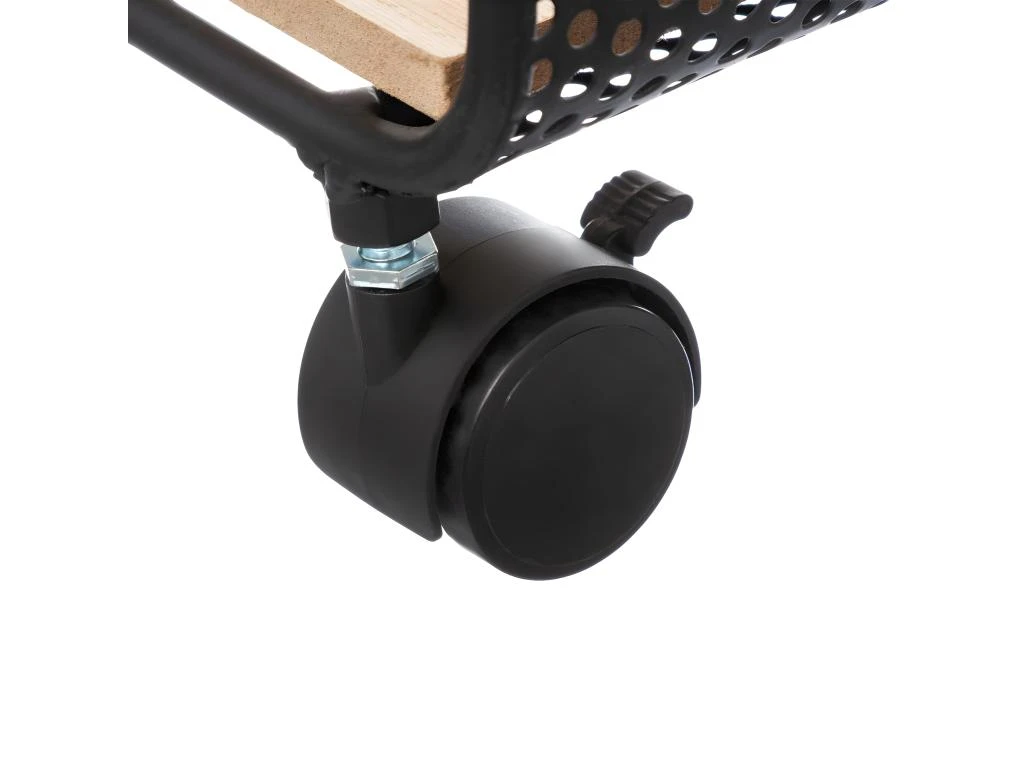 Étagère 3 Cases Sur Roues En Métal Et Bois H 73 Cm 3 Étagère 3 Cases Sur Roues En Métal Et Bois H 73 Cm – Image 3