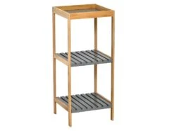 Etagère 3 Niveaux Carrés Noumea Bambou Gris - Gris