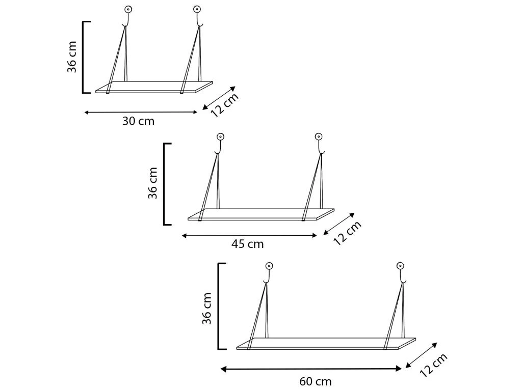 Set De 3 étagères Murales Airas En Métal Noir Et Bois De Paulownia 4 Set De 3 étagères Murales Airas En Métal Noir Et Bois De Paulownia – Image 4