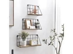 Set De 3 étagères Murales Amede Métal Noir Et Bois Paulownia 5 Set De 3 étagères Murales Amede Métal Noir Et Bois Paulownia -Deco.fr Soldes Boutique bibliotheque vitrine et etagere 12516127