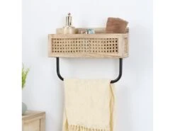 Étagère Murale Peru Avec Tringle à Vêtements, Rotin Naturel -Deco.fr Soldes Boutique bibliotheque vitrine et etagere 12516135