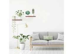 Set 2 Etagères Murales Mdf 25x25 Cm Bois Clair Design Moderne