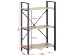 Bibliothèque 3 étagères En Métal Et Bois Noir Beige Design Moderne -Deco.fr Soldes Boutique bibliotheque vitrine et etagere 12521835