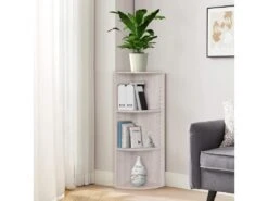 Étagère D'Angle Aggloméré Gris Sapin 3 Étagères Modulaires