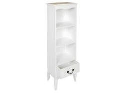 SYLVA - Meuble Bibliothèque Vintage Blanc Plateau Effet Bois -Deco.fr Soldes Boutique bibliotheque vitrine et etagere 12599137
