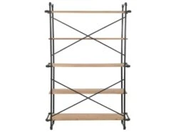 Étagère Armoire Meuble Design Bibliothèque Bois De Sapin Massif Et Acier 180 Cm 2702052/2 -Deco.fr Soldes Boutique bibliotheque vitrine et etagere 12656159