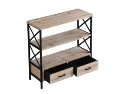 Etagère Avec 3 Tablettes Et 2 Tiroirs En MDF Et Métal - Naturel Et Noir - SILEM 15 Etagère Avec 3 Tablettes Et 2 Tiroirs En MDF Et Métal - Naturel Et Noir - SILEM -Deco.fr Soldes Boutique bibliotheque vitrine et etagere 13017199