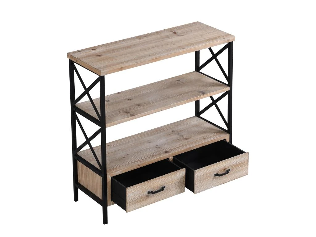 Etagère Avec 3 Tablettes Et 2 Tiroirs En MDF Et Métal - Naturel Et Noir - SILEM 5 Etagère Avec 3 Tablettes Et 2 Tiroirs En MDF Et Métal - Naturel Et Noir - SILEM – Image 5