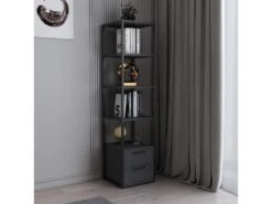 Étagère Pour Livres 100% Panneaux De Particules Couleur Noir Anthracite 39x39x160 -Deco.fr Soldes Boutique bibliotheque vitrine et etagere 13049443