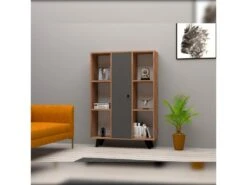 Étagère Pour Livres 100% Panneaux De Particules Couleur Atlantic Pino Anthracite. 90x120x29,6 -Deco.fr Soldes Boutique bibliotheque vitrine et etagere 13049567