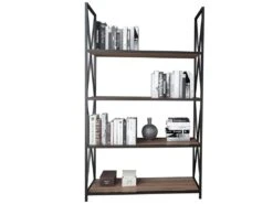 Étagère Pour Livres 100% Panneaux De Particules Couleur Noyer Noir. 94x33x150