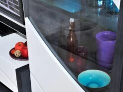 Vitrine 1 Porte Avec LEDs - Blanc Laqué Et Anthracite - LUDMILA -Deco.fr Soldes Boutique bibliotheque vitrine et etagere 6298117