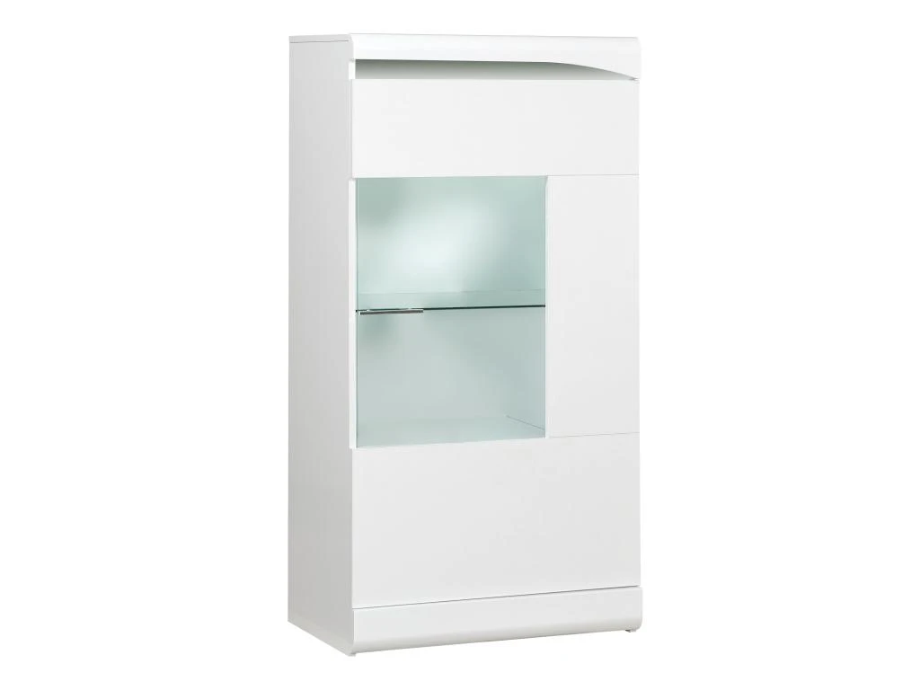 Vitrine 1 Porte - Blanc Laqué - HAMADI 1 Vitrine 1 Porte - Blanc Laqué - HAMADI