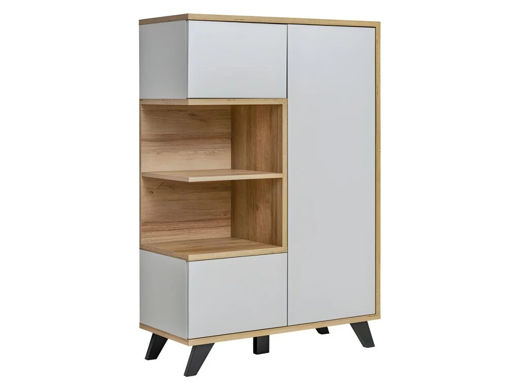 Vitrine Basse Collection CORDOBA 3 Portes Avec 2 Niches Apparentes. Coloris Gris Et Bois. Meuble Design 1 Vitrine Basse Collection CORDOBA 3 Portes Avec 2 Niches Apparentes. Coloris Gris Et Bois. Meuble Design