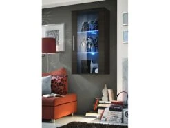 Vitrine LED Murale Design "Neo II" 110cm Wengé Avec Système LED.