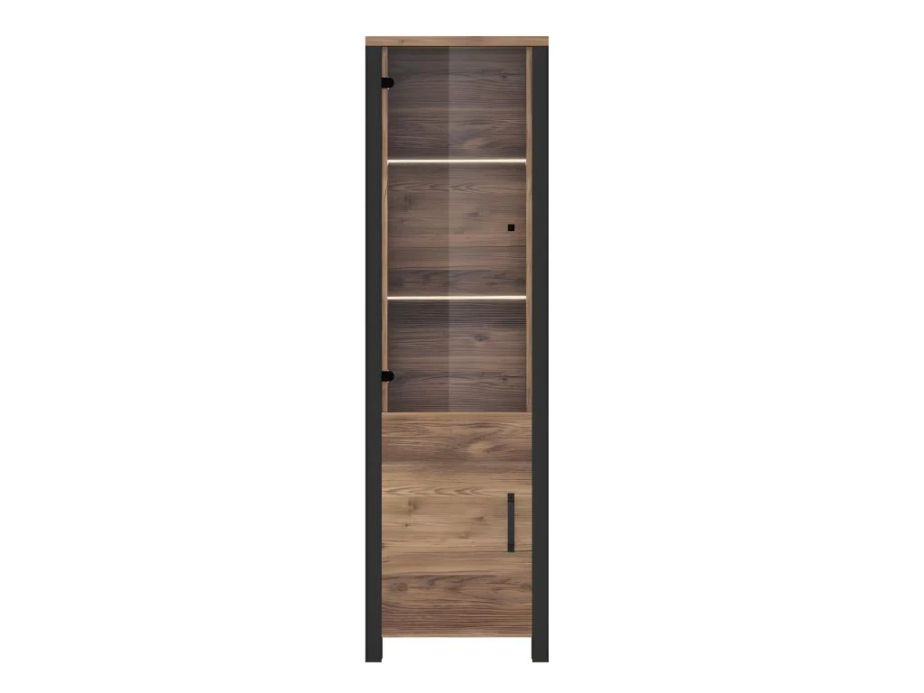 Vitrine Haute Design, 2 Portes Collection DARWIN. Couleur épicéa Et Noir. 2 Vitrine Haute Design, 2 Portes Collection DARWIN. Couleur épicéa Et Noir. – Image 2