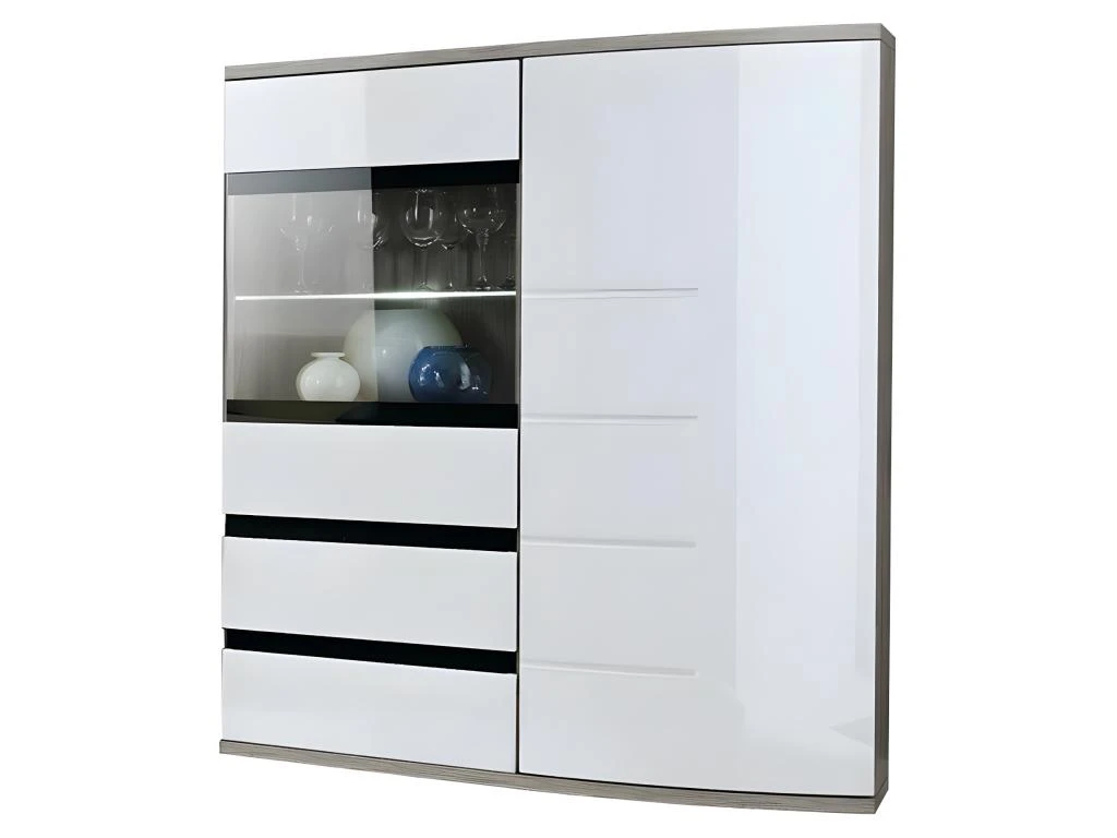 Vitrine 2 Portes Collection NOUK Couleur Blanche Et Chêne. 1 Vitrine 2 Portes Collection NOUK Couleur Blanche Et Chêne.