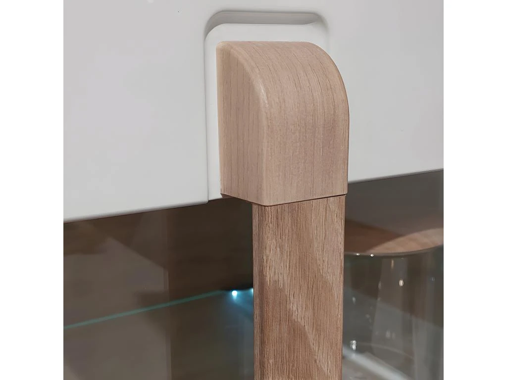 Vitrine 2 Portes Blanc Laqué Et Décor Chêne Naturel - ALEXIANE 5 Vitrine 2 Portes Blanc Laqué Et Décor Chêne Naturel - ALEXIANE – Image 5