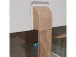 Vitrine 2 Portes Laquée Blanche Et Décor Chêne Naturel - ALEXIANE -Deco.fr Soldes Boutique bibliotheque vitrine et etagere 8927541