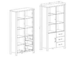 Vitrine Large Design Collection DARWIN. Couleur Chêne Clair Et Noir. 2 Portes, 3 Tiroirs, 3 Niches 7 Vitrine Large Design Collection DARWIN. Couleur Chêne Clair Et Noir. 2 Portes, 3 Tiroirs, 3 Niches -Deco.fr Soldes Boutique bibliotheque vitrine et etagere 8927595