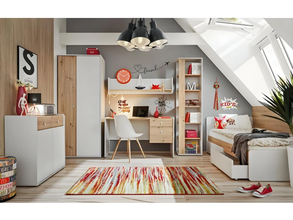 Etagère Pour Chambre Ado Ou Enfant. Collection BIBOU. Coloris Gris Et Chêne 2 Etagère Pour Chambre Ado Ou Enfant. Collection BIBOU. Coloris Gris Et Chêne – Image 2