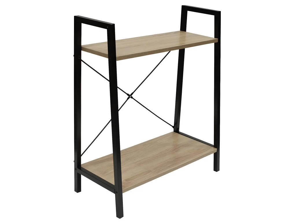 DARA - Etagère 2 Plateaux Métal Et Aspect Bois 1 DARA - Etagère 2 Plateaux Métal Et Aspect Bois