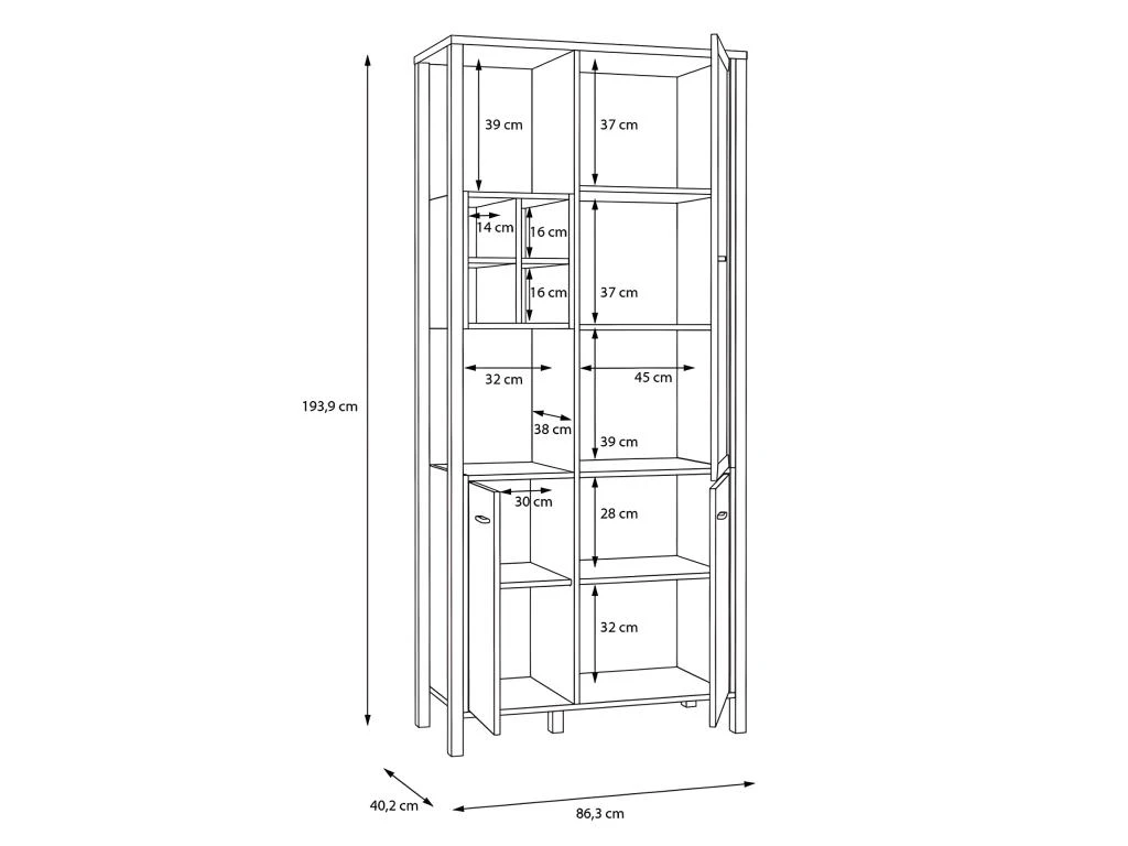 Vitrine H194 Cm Décor Noir Et Effet Chêne Avec Poignées Noir - MODE 5 Vitrine H194 Cm Décor Noir Et Effet Chêne Avec Poignées Noir - MODE – Image 5
