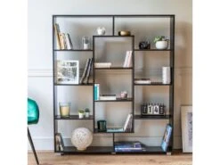 Bibliothèque 11 étagères Multiformes Noire EMILY - HAPPY GARDEN