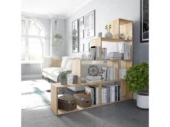 Étagère Bibliothèque Jaén Chêne 6 étagères, Pour Salle à Manger Ou Bureau