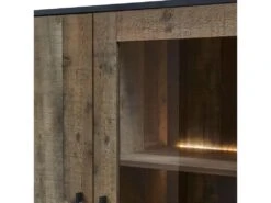 KARMINA - Vitrine 2 Portes Aspect Bois Avec Eclairage Led -Deco.fr Soldes Boutique bibliotheque vitrine et etagere 9499609