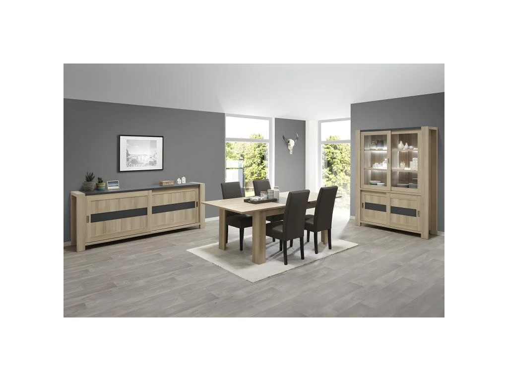 IRIS - Vitrine 4 Portes Coulissantes Imitation Bois + Led 1 IRIS - Vitrine 4 Portes Coulissantes Imitation Bois + Led