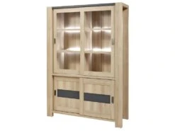 IRIS - Vitrine 4 Portes Coulissantes Imitation Bois + Led 6 IRIS - Vitrine 4 Portes Coulissantes Imitation Bois + Led -Deco.fr Soldes Boutique bibliotheque vitrine et etagere 9499885